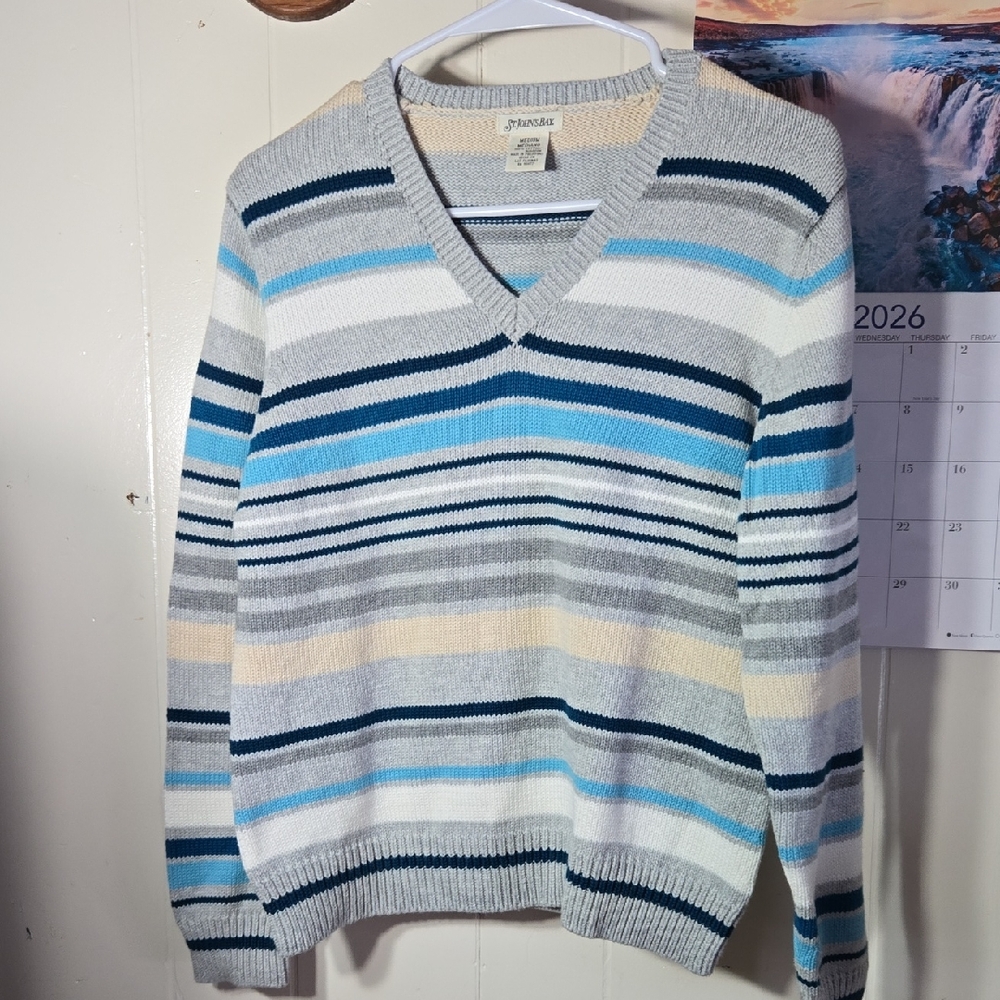 St. John's Bay Multicolor Striped V-Neck Sweater